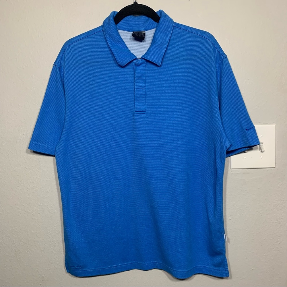 Vintage 2000s Nike‎ Dri-FIT Blue Golf Polo Shirt Soft Waffle Weave Large